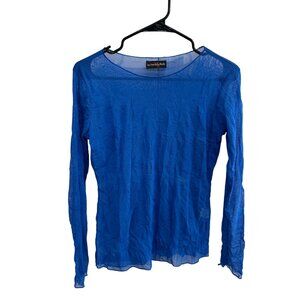 Les Feux De La Mode Sheer Blue Polyester Long Sleeve Top Size T2 Elegant